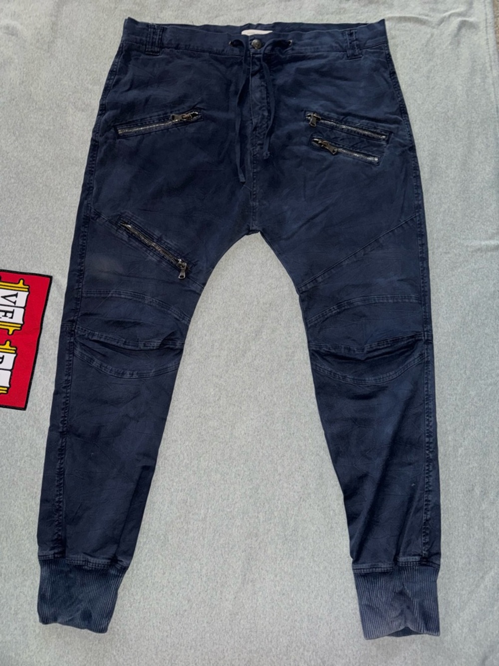Pierre Balmain‎ Men’s Biker Jean Jogger Pants Blue Denim Dark Wash Sz 56